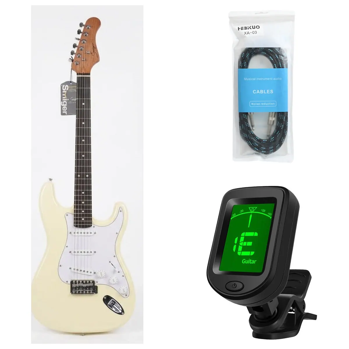 Kit Principiante Guitarra Eléctrica Smiger Stratocaster Crema