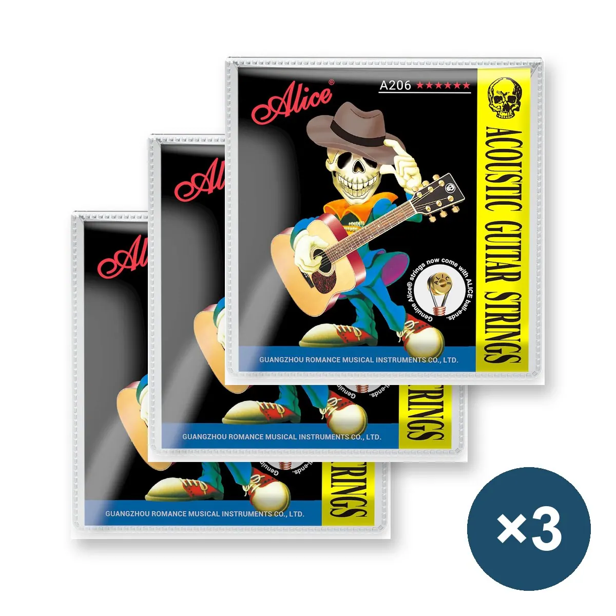 Pack de 3 Cuerdas Alice A206-SL 11-52 para Guitarra Acústica